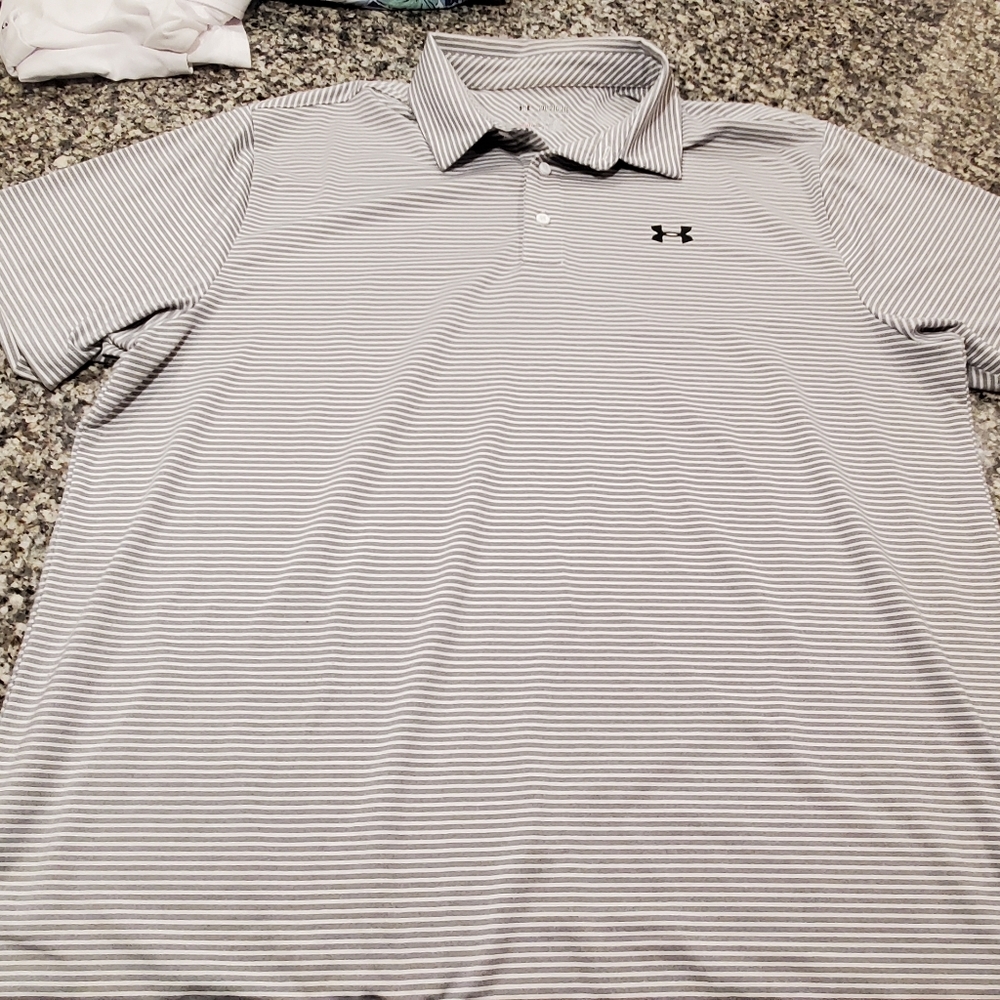 Under Armour White Grey Striped Performance 2XL